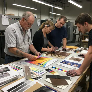 Printed sales sheets being reviewed during production