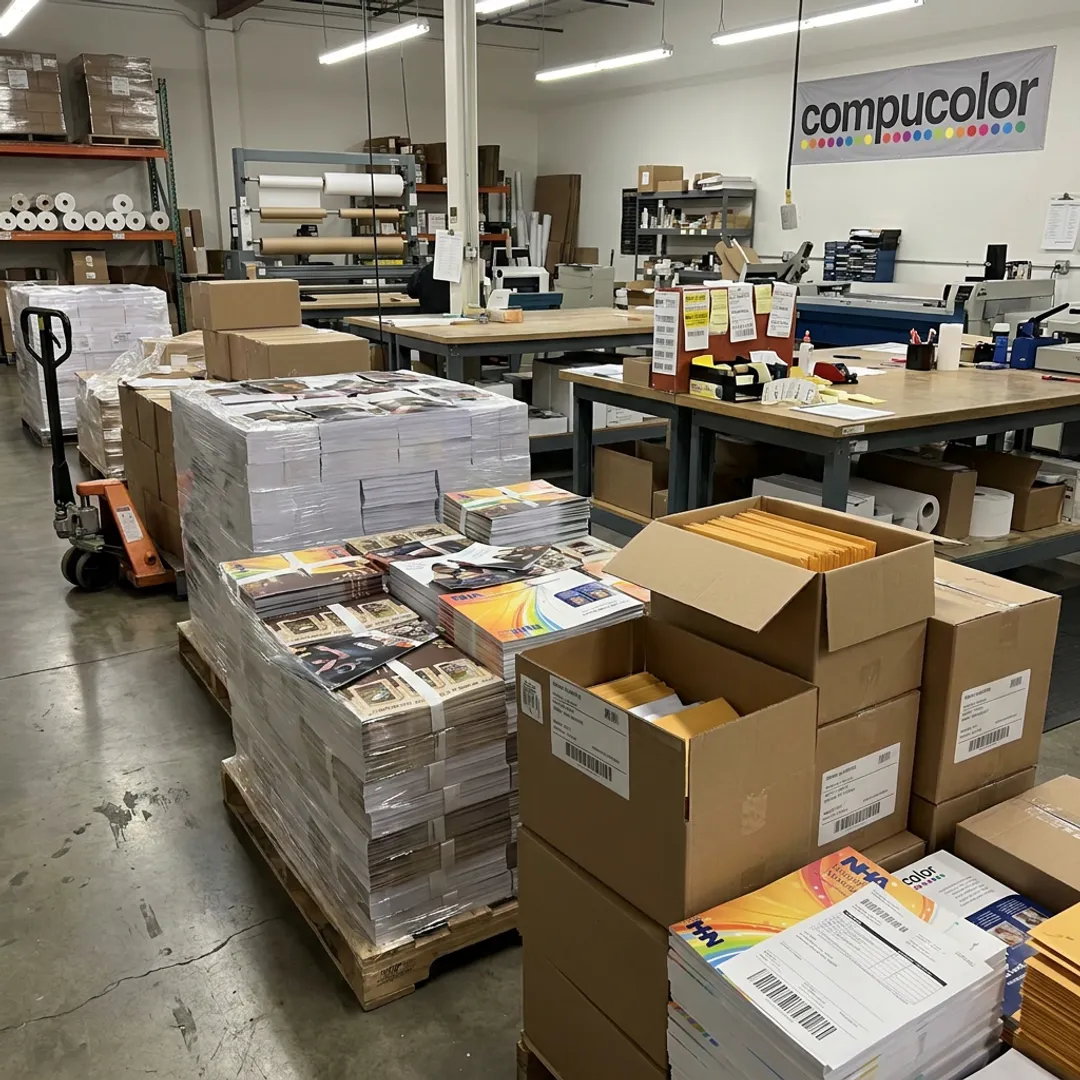 Finished printed materials prepared for mailing