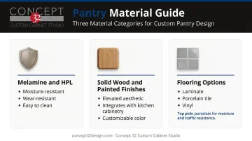 Pantry shelving materials comparison chart melamine laminate solid wood and flooring options