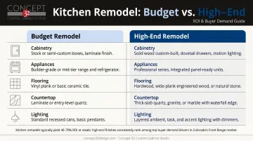 Budget versus high-end laundry room remodel features side-by-side comparison