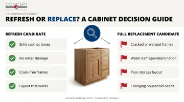 Kitchen cabinet refresh versus full replacement decision comparison chart