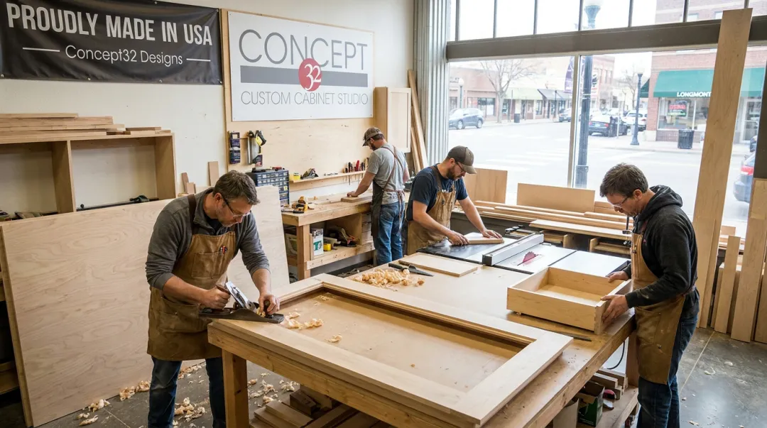 Concept32 Designs workshop crafting custom cabinetry in Longmont Colorado
