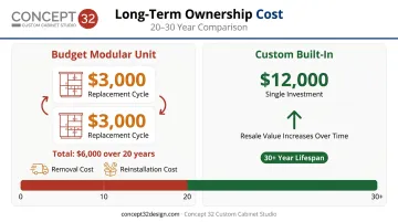 20-year total cost of ownership comparison budget versus custom built-in entertainment center