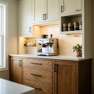 Custom coffee bar cabinets with espresso station