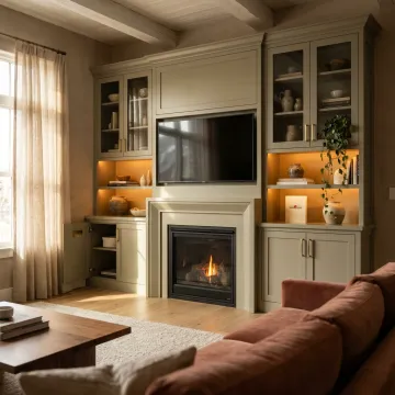 Custom built-in entertainment center with fireplace