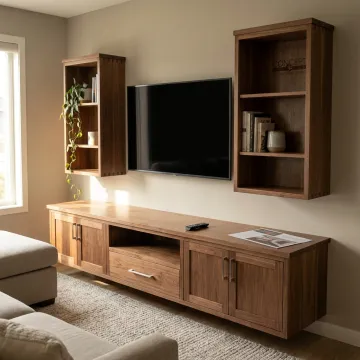 Custom floating TV cabinet in a modern living room
