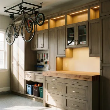 Custom garage cabinets in an organized Greeley home garage