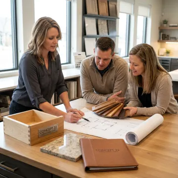 Designer reviewing kitchen remodel plans