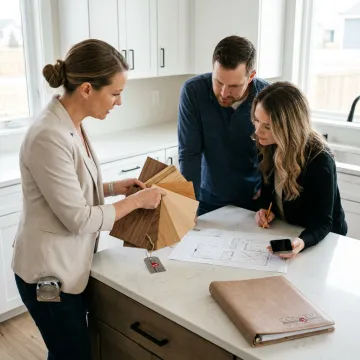 Designer reviewing custom cabinetry plans