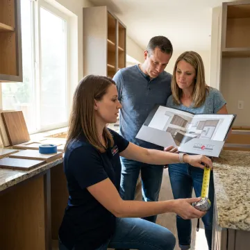 Designer reviewing kitchen remodel plans