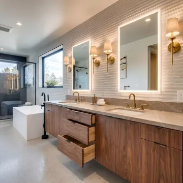 Custom double sink bathroom vanity