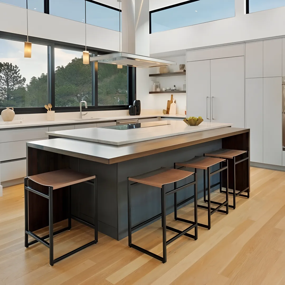 Designer reviewing custom kitchen plans