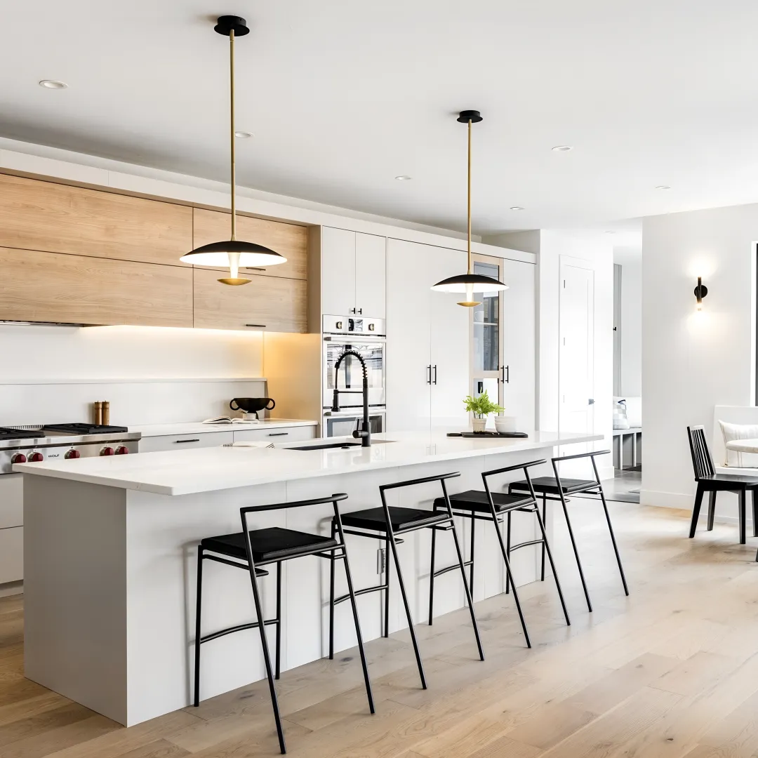 Designer reviewing custom kitchen plans