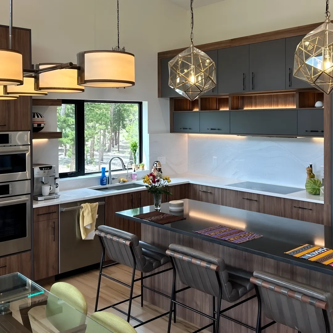 Custom kitchen with island and walk-in pantry