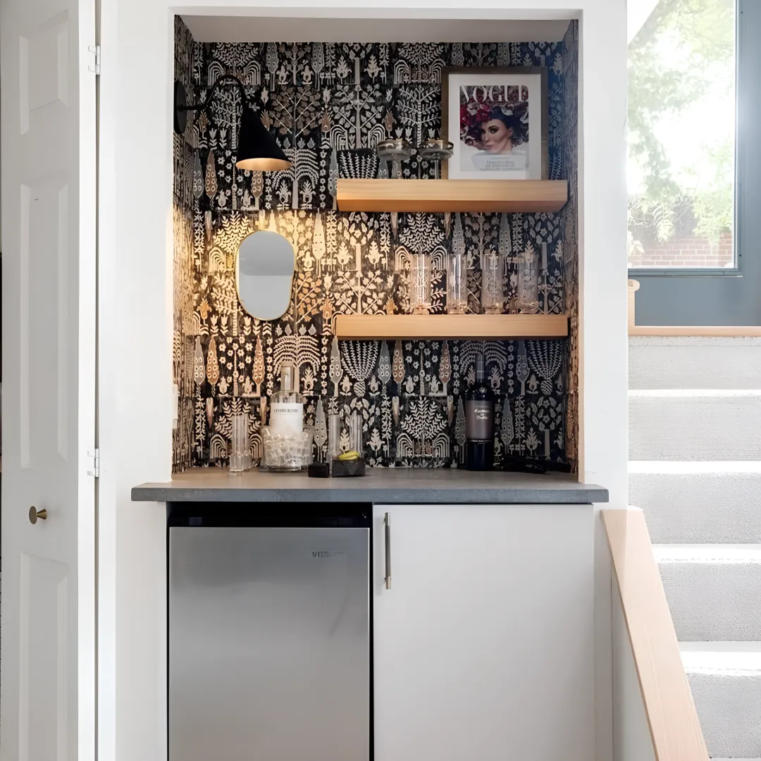 Custom built-in wine cabinet with refrigerated storage