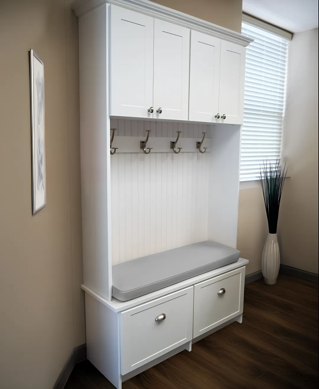 Designer planning custom mudroom storage