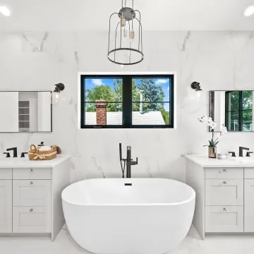 Custom bathroom vanity with dovetail drawers