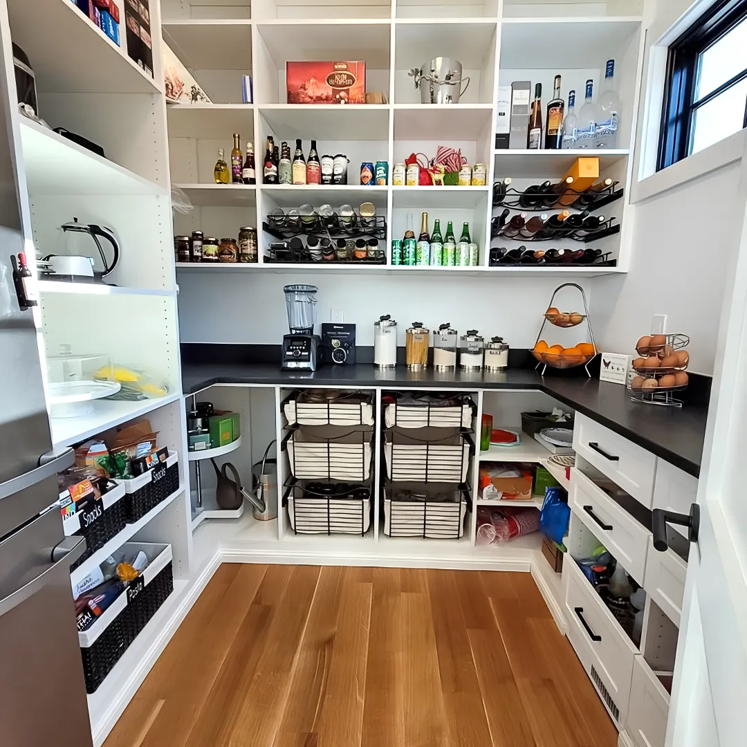 Custom pantry cabinets with pull out shelves