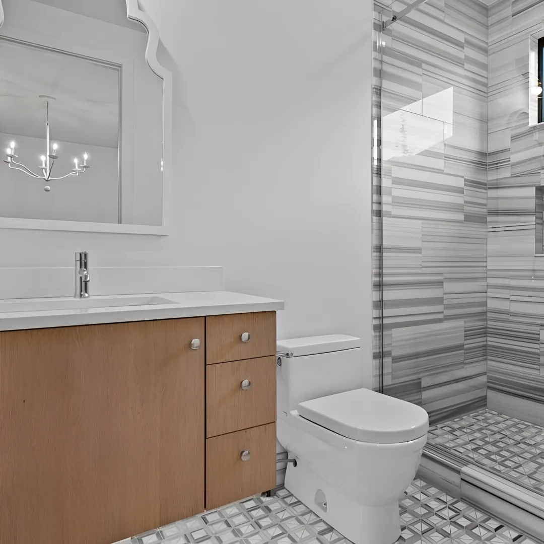 Designer reviewing bathroom vanity plans