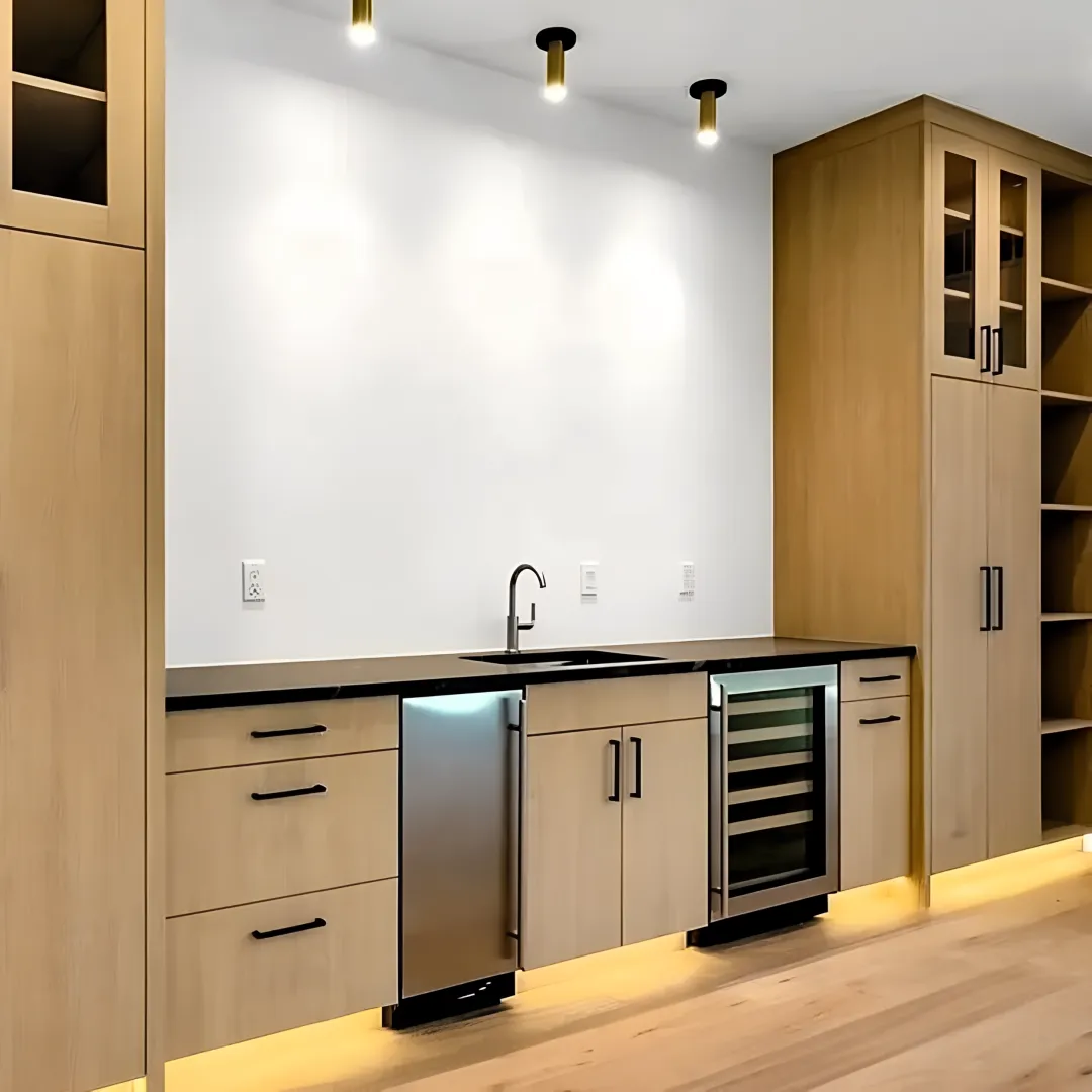 Luxury solid wood wine bar with built-in fridge
