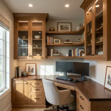 Custom office cabinets with corner desk