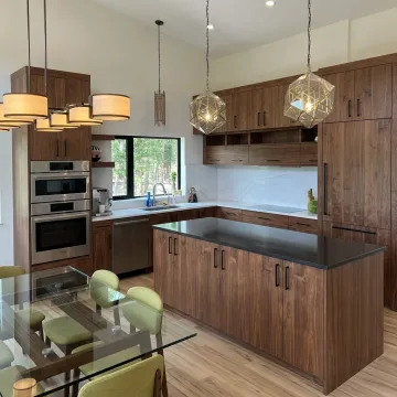 Custom walnut frameless kitchen cabinets