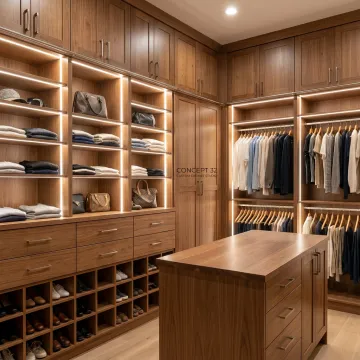 Custom modular closet with wardrobe cabinetry