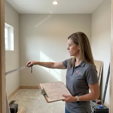 Designer measuring a custom shoe closet