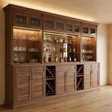 Custom extra large Asian-style bar cabinet