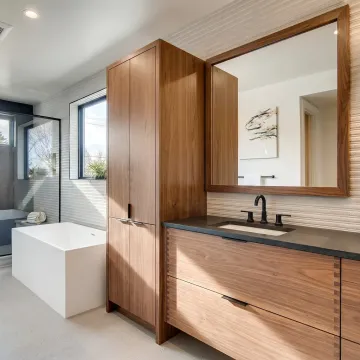 Custom bathroom vanity cabinets in a Greeley home