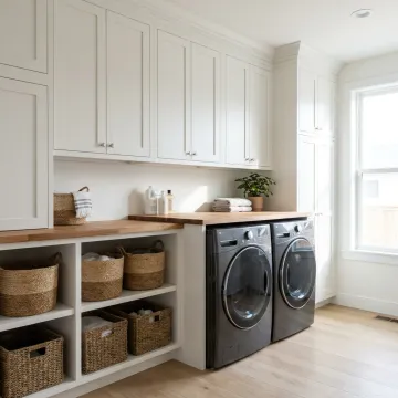 Custom laundry room remodel with built-in cabinets
