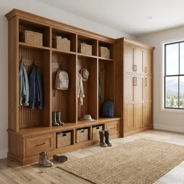 Custom pantry and mudroom cabinetry in a Denver home