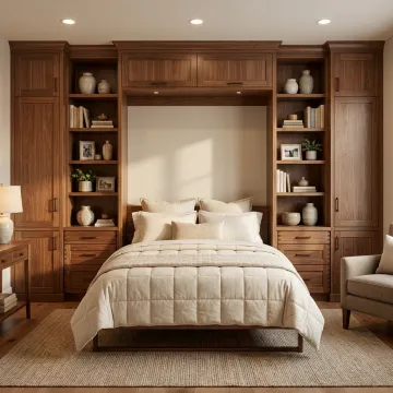 Custom Murphy bed folded down in a Denver guest room