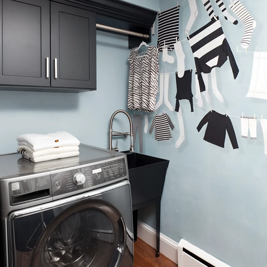 Custom laundry room remodel with built-in cabinets