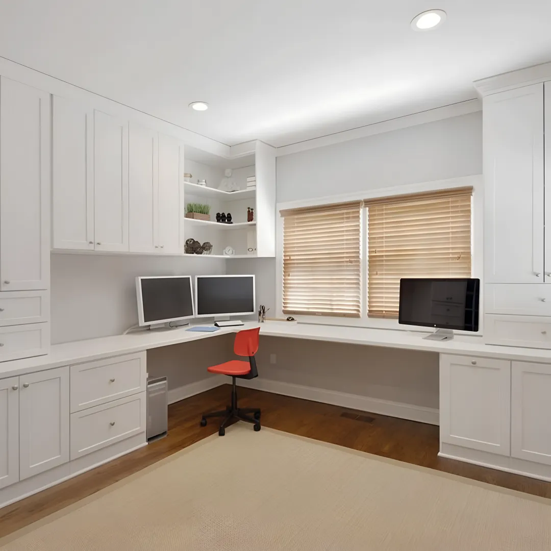 Custom office cabinets with corner desk