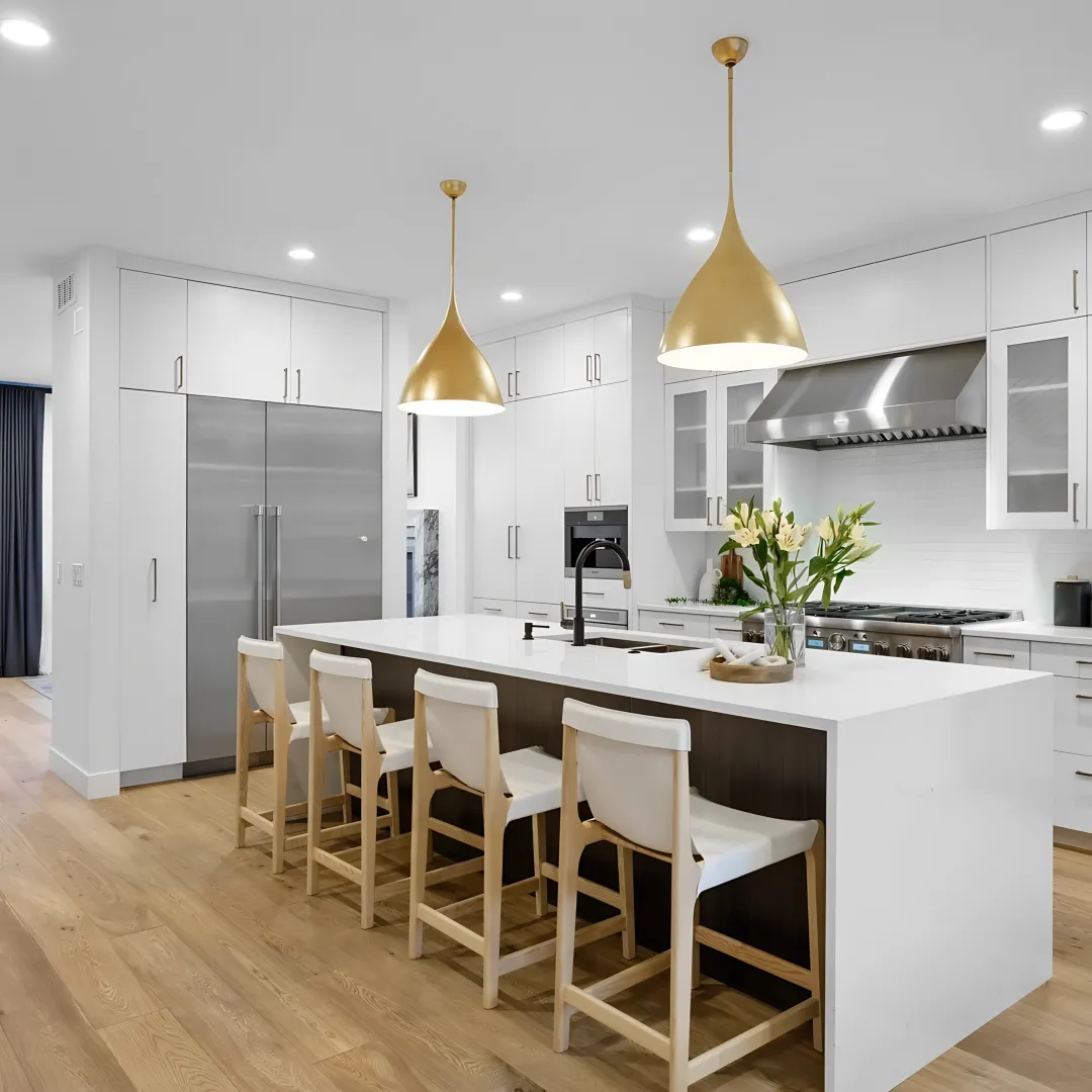 Custom kitchen with locally made cabinets and island