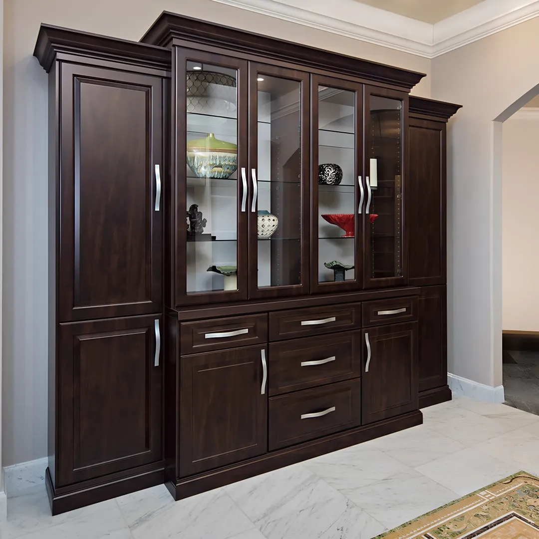 Custom corner cabinets in a stylish living room