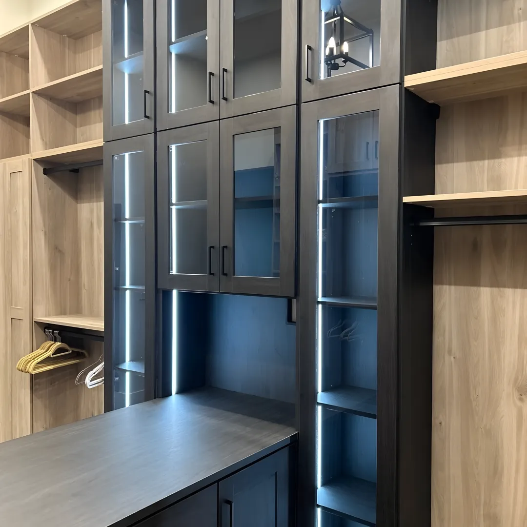 Designer measuring a closet opening for custom sliding doors