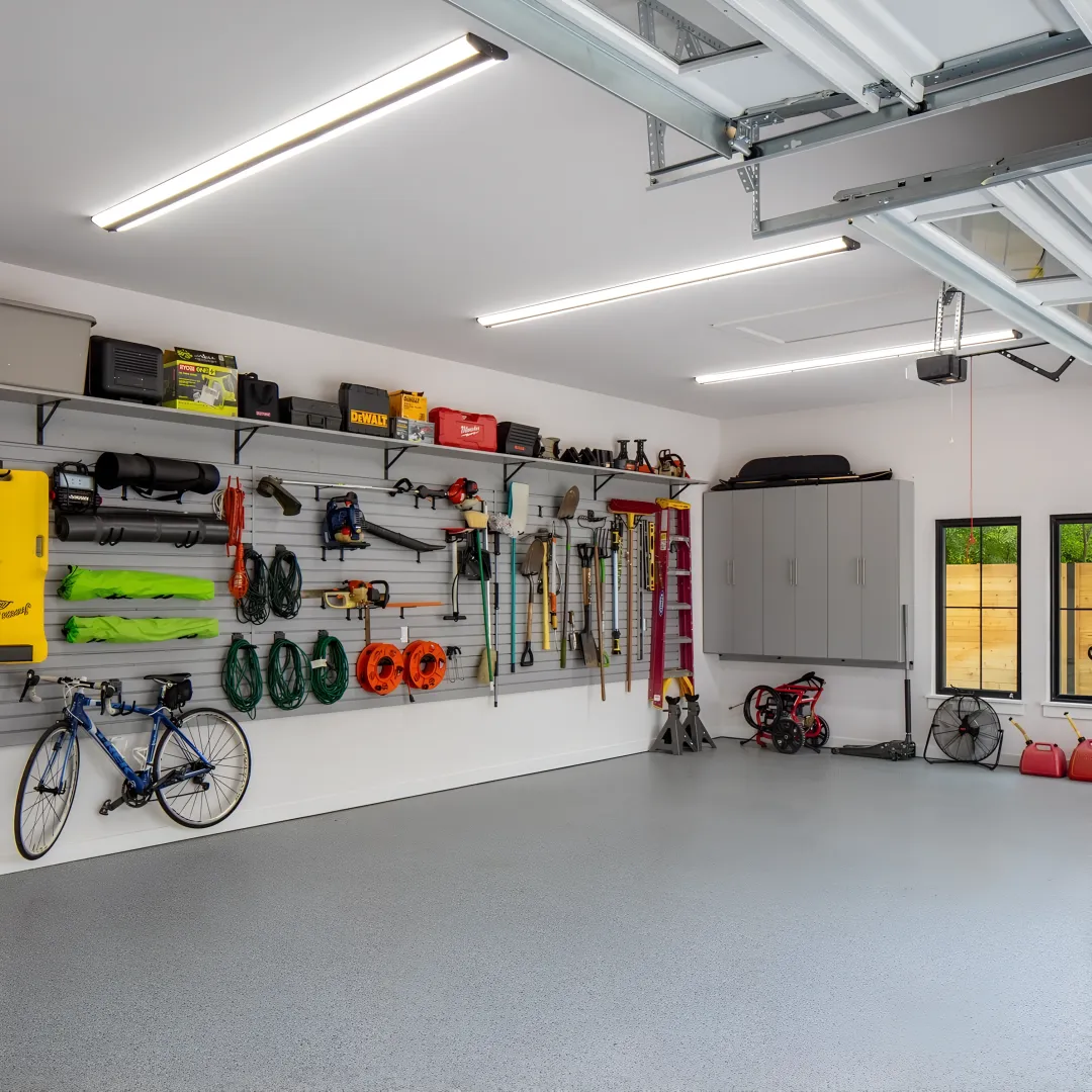 Custom garage cabinets in an organized Greeley home garage