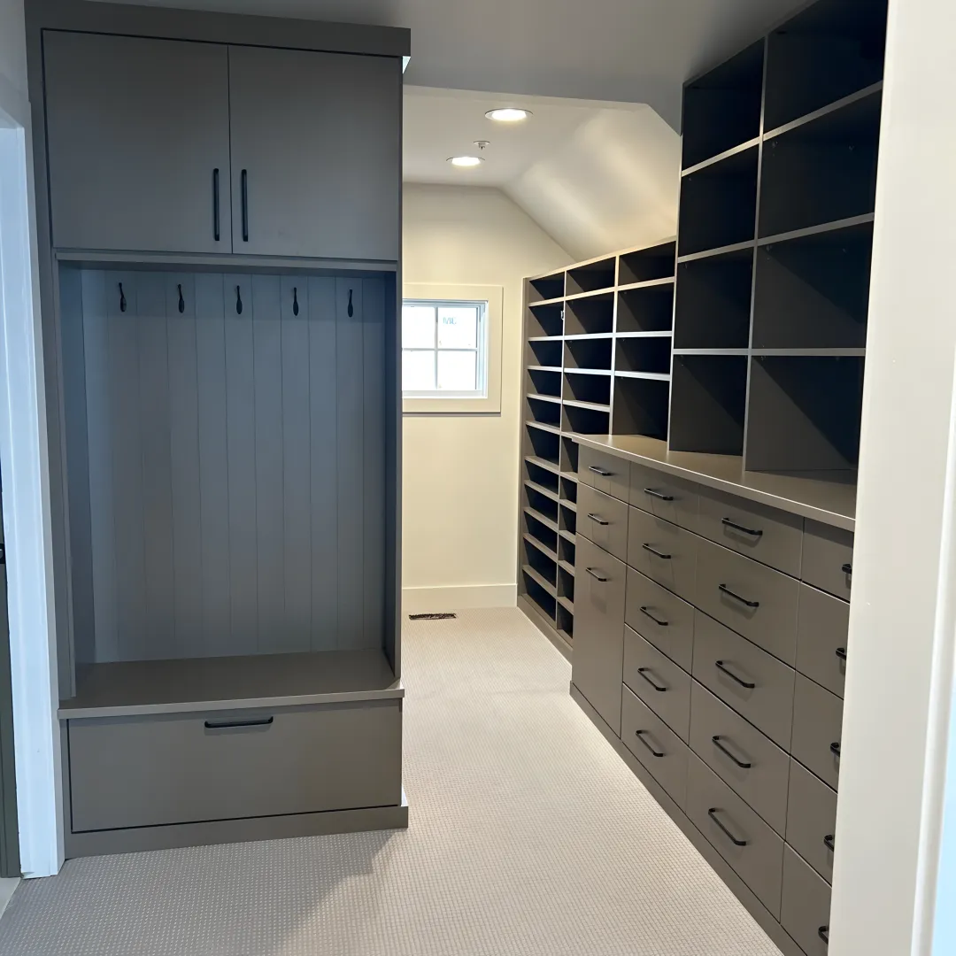 Custom pantry and mudroom cabinetry in a Denver home