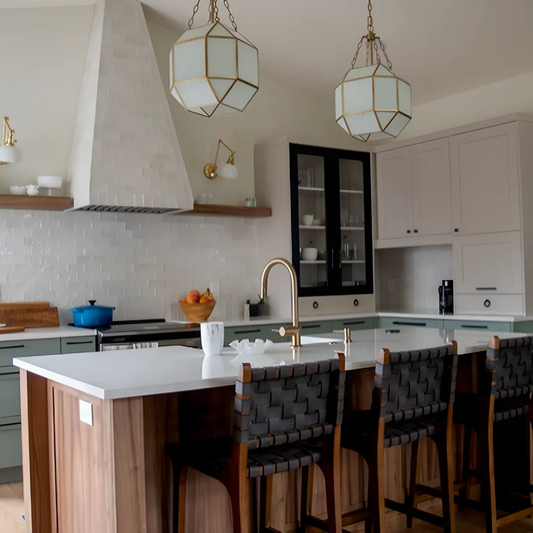 Custom inset kitchen cabinets in a refined home kitchen