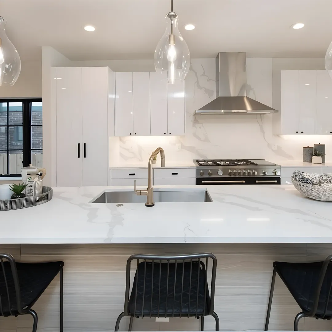 Cabinet designer measuring kitchen cabinet doors