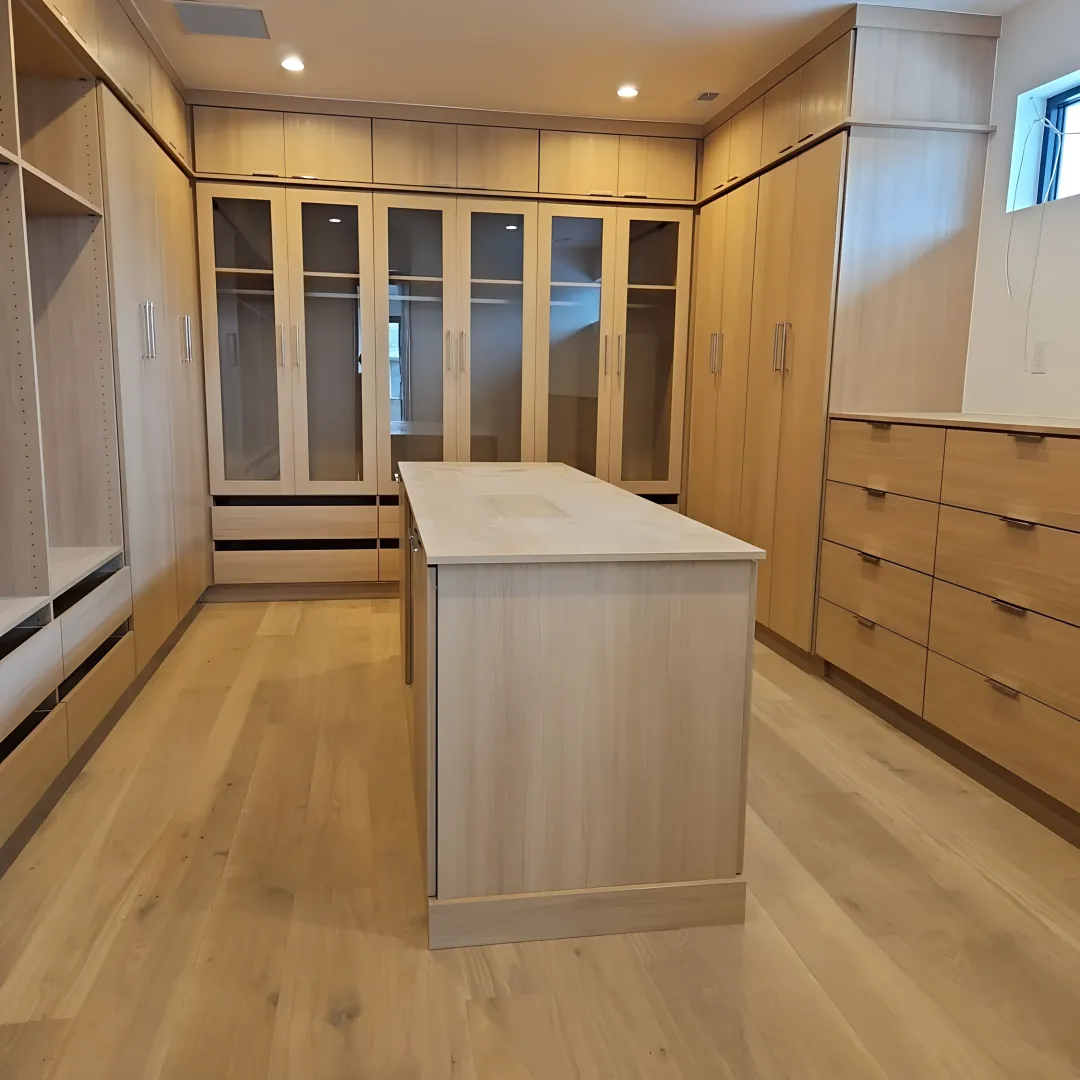 Designer measuring a custom closet space