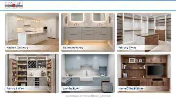 Concept 32 custom cabinetry showroom displaying finished kitchen and cabinet designs