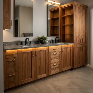 Custom bathroom vanity with modern cabinetry