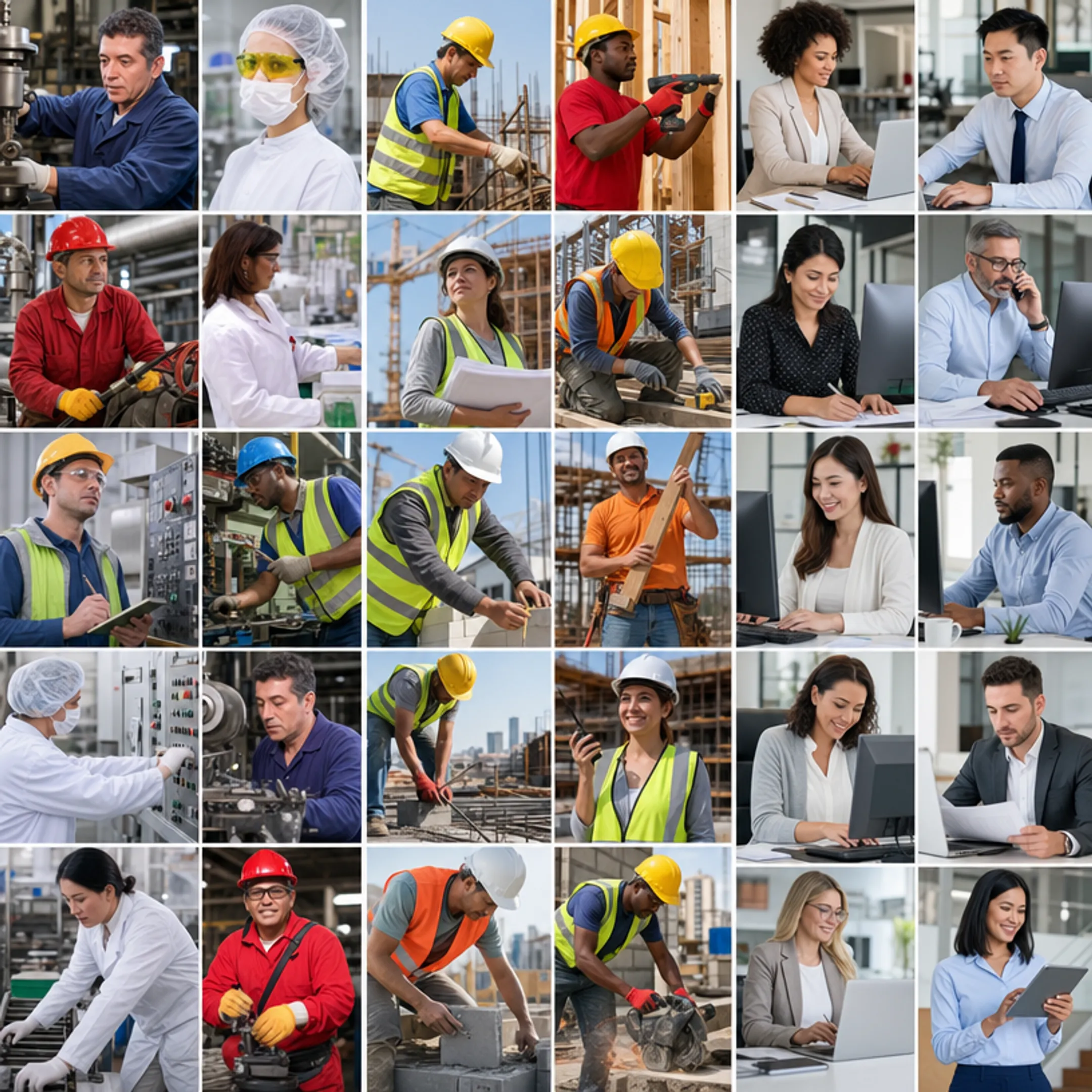 Industrial and administrative workers representing key staffing industry sectors