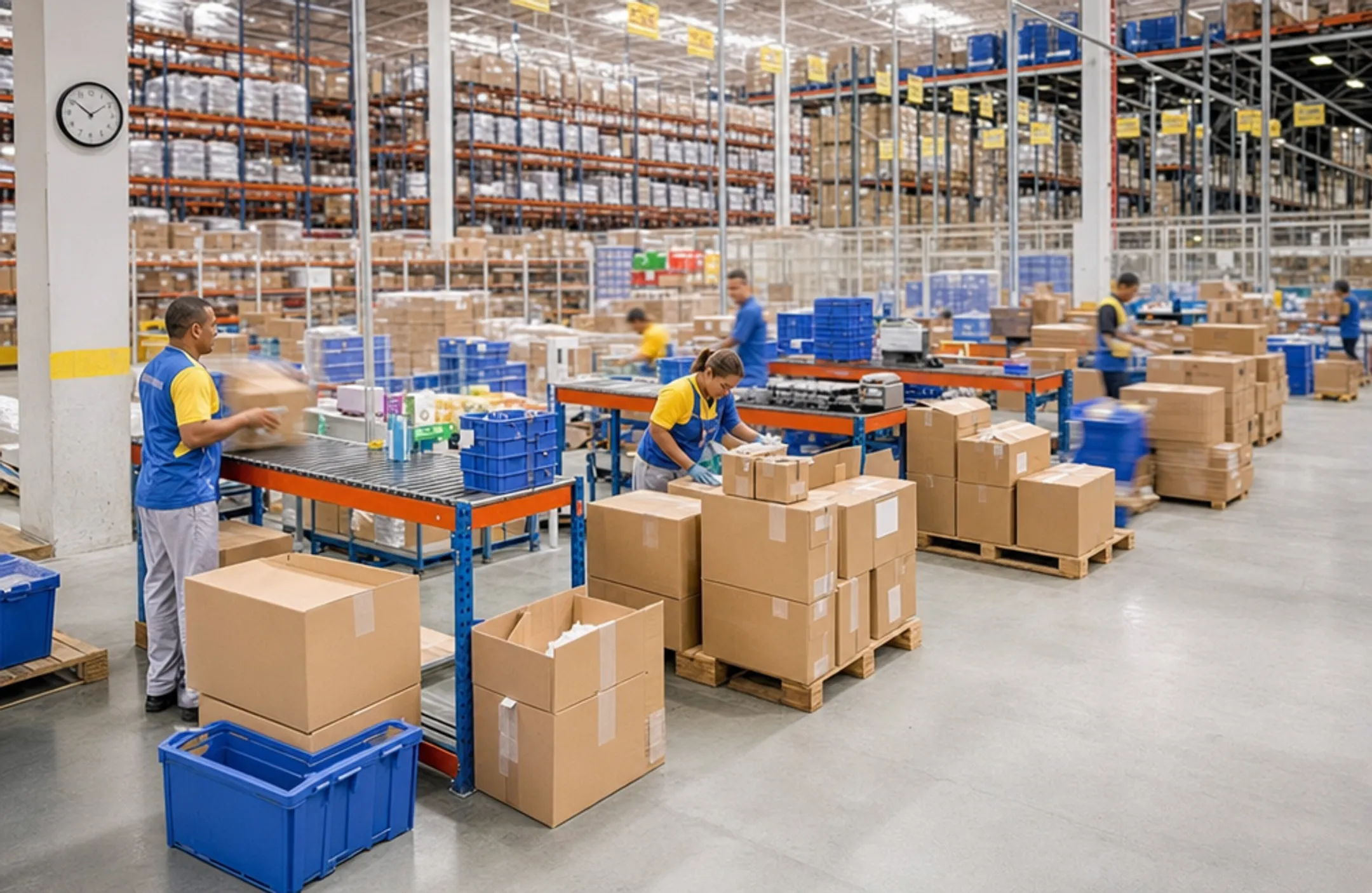 Warehouse workers during seasonal staffing rush filling short-term roles