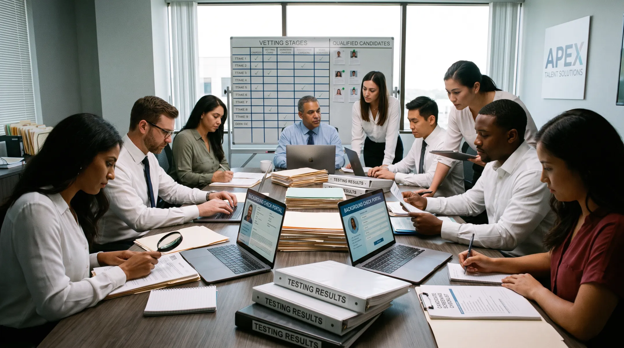 Confident Staffing team reviewing candidate applications and screening results