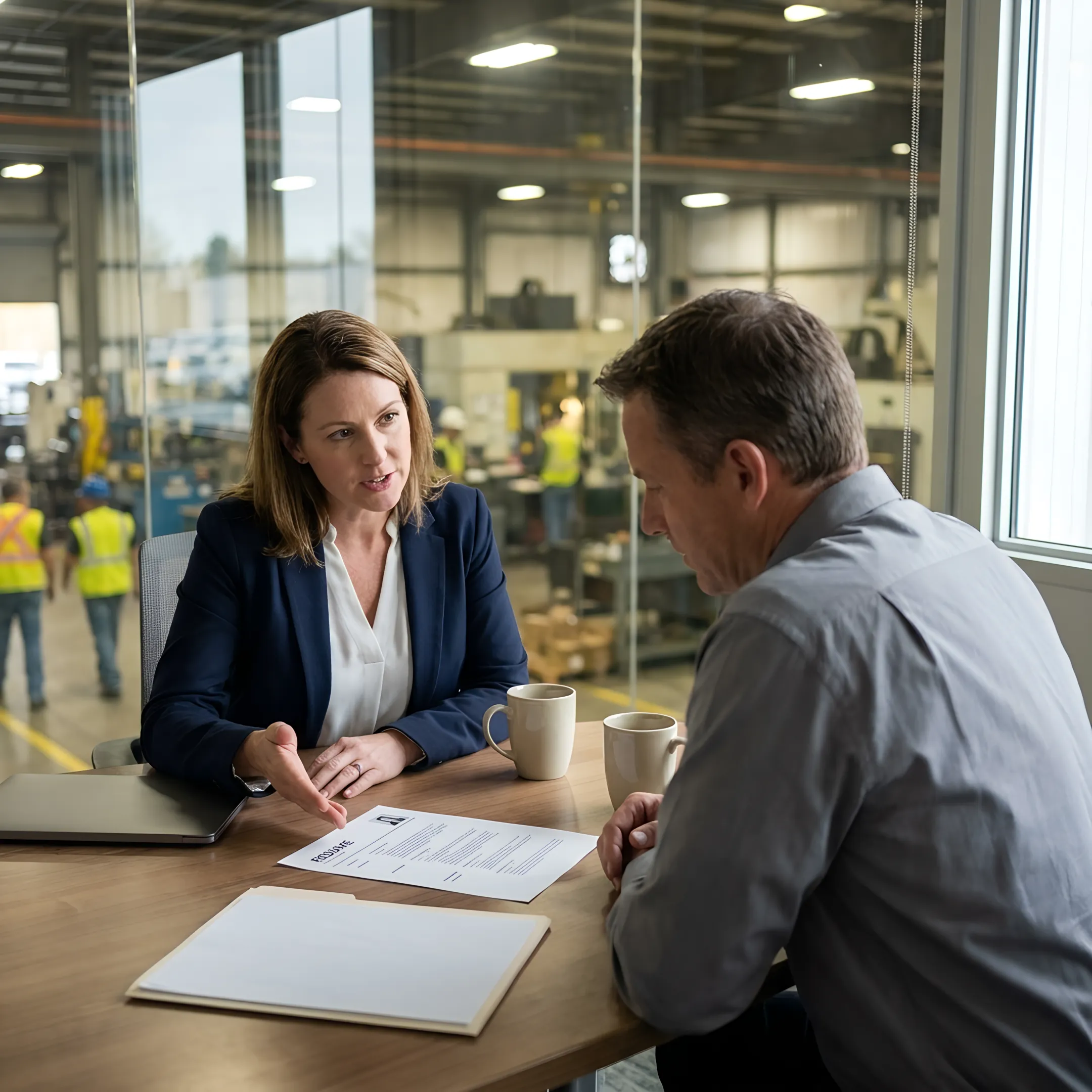 Recruiter meeting with industrial hiring manager