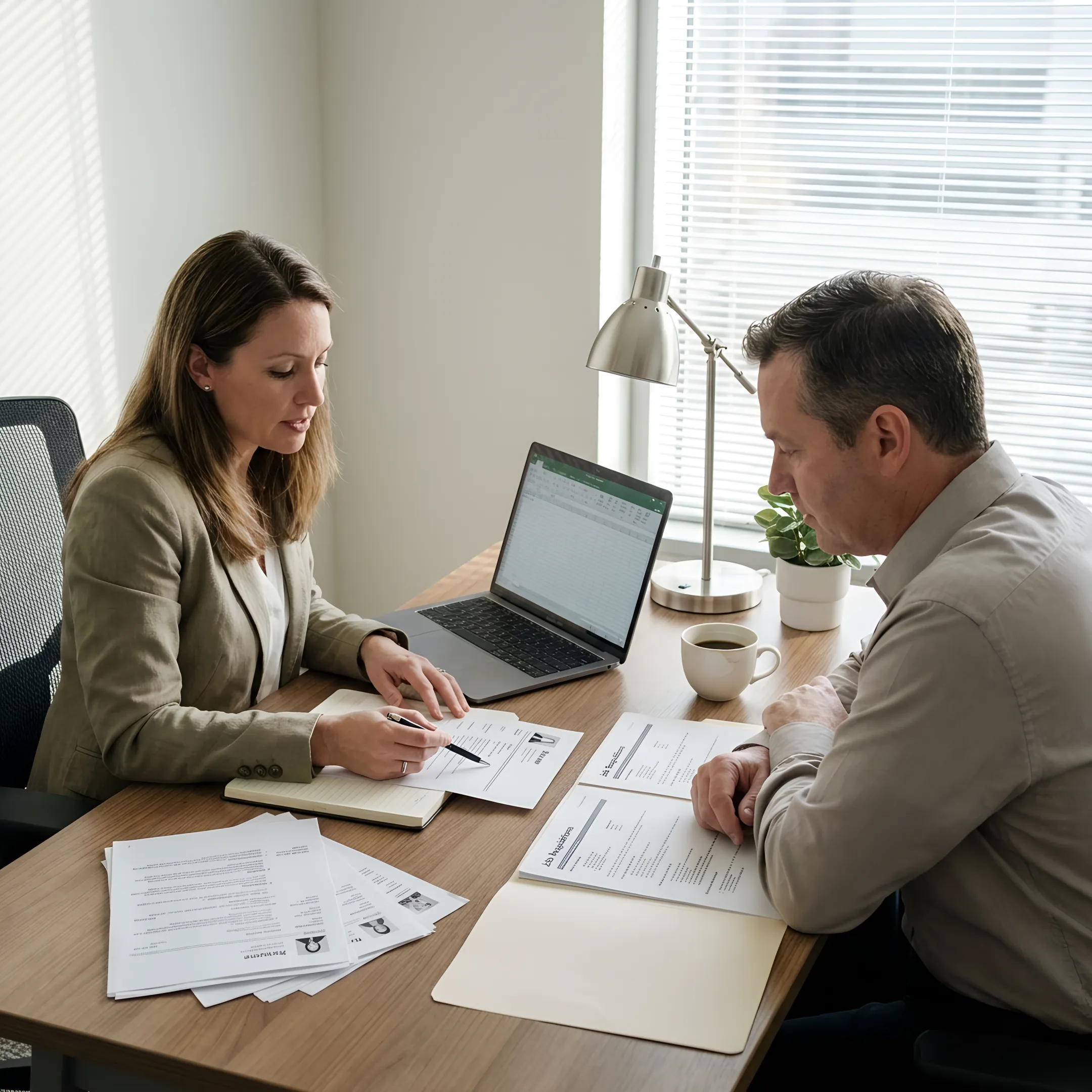 Hiring manager and recruiter reviewing candidate profiles